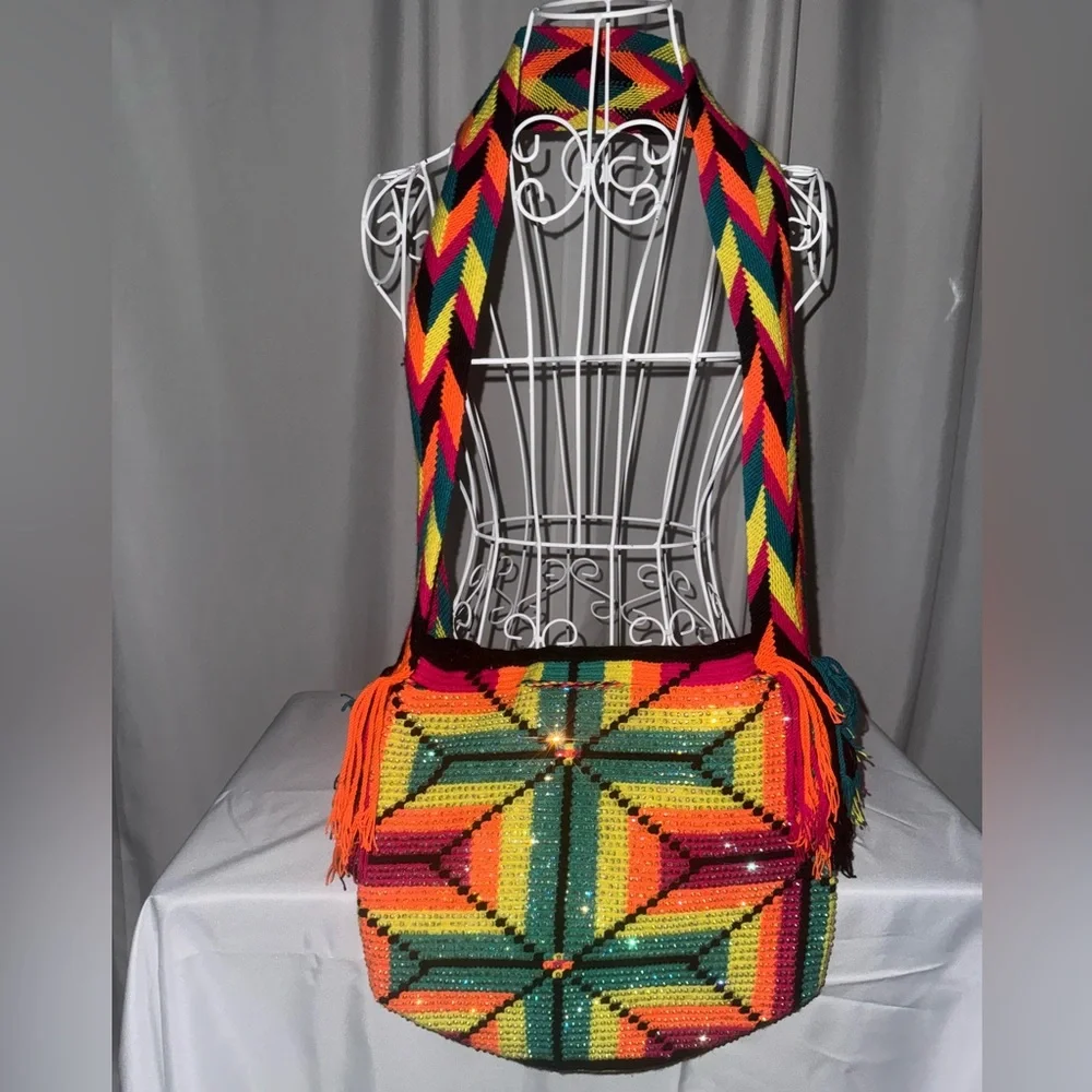 Handmade Bohemian Crossbody Bling Tote - Picture 3 of 5